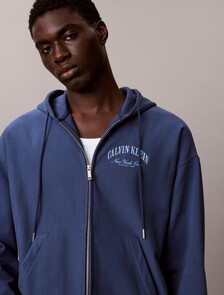 Varsity Logo Zip-Up Hoodie, Dark Denim, hi-res