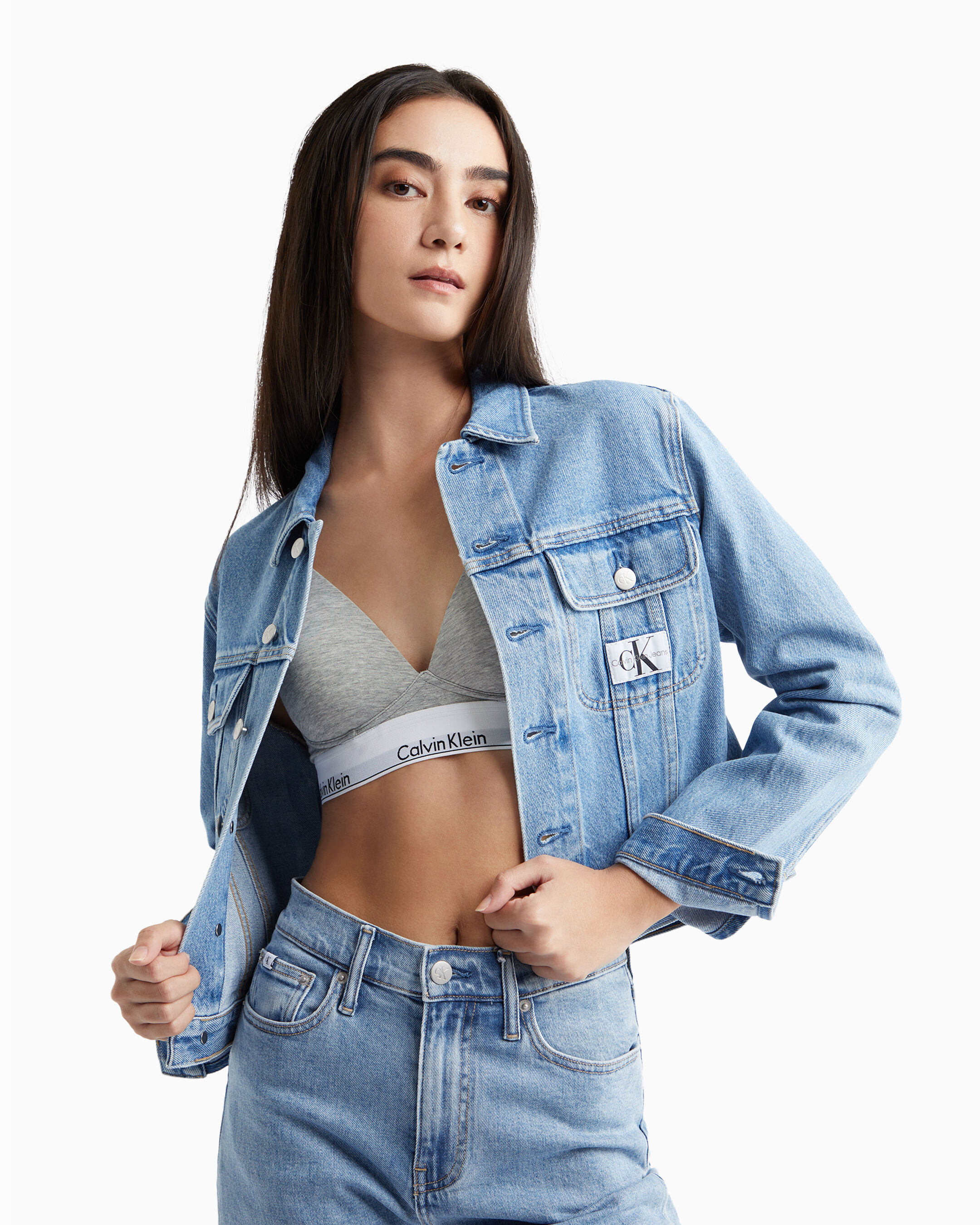 Calvin klein top cropped denim jacket