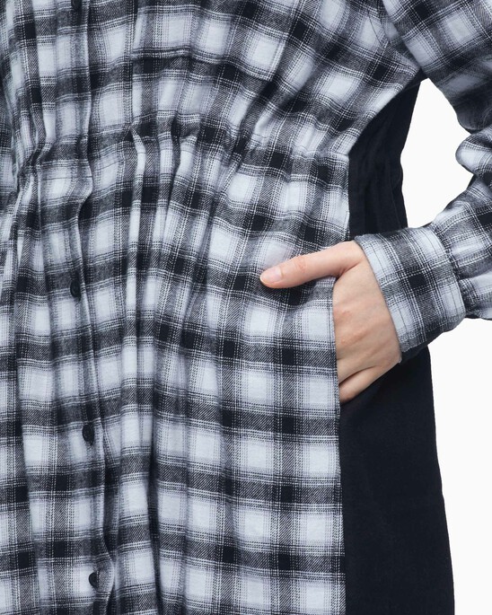 PLAID BLOCK SHIRT DRESS