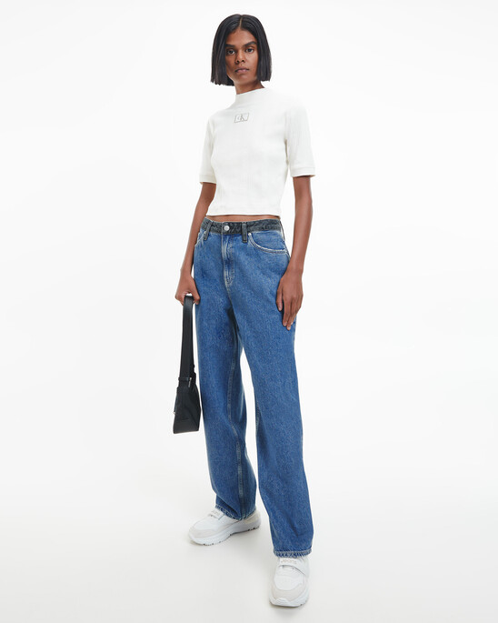 SMALL LOGO BADGE RIB KNIT TOP