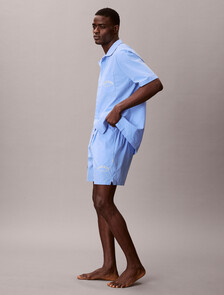 Cotton Crest Logo Pyjama Shorts, SLIM STRIPE BLUE DESCENT, hi-res
