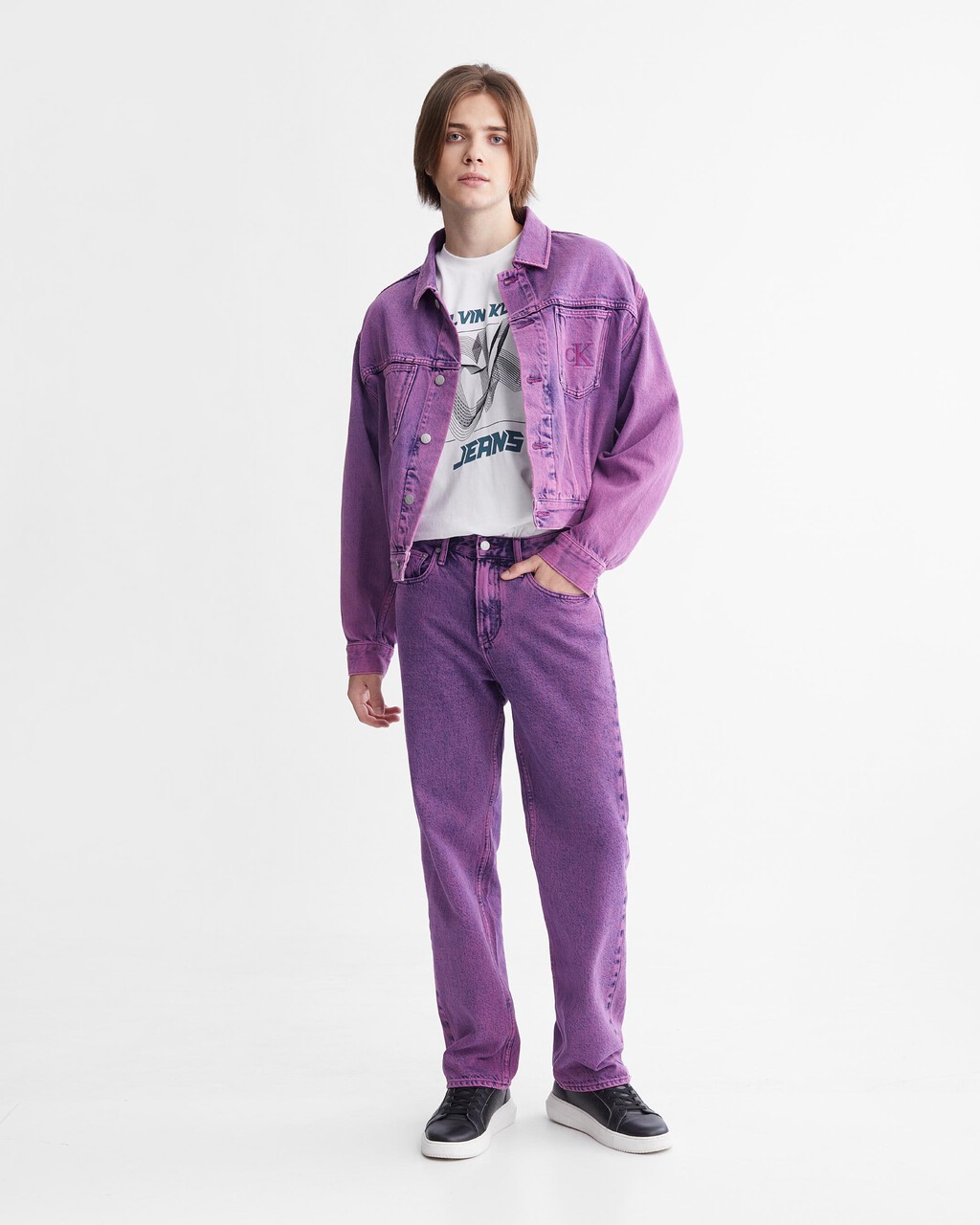 Unisex Boxy Denim Jacket, purple