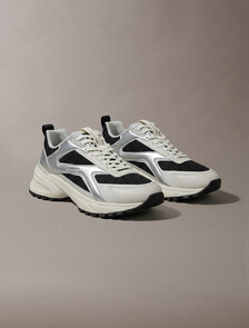 Knit and Metallic Runner Trainers, Black/Silver/Light Grey, hi-res