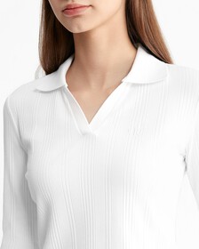 Monologo Rib Knit Slim Polo, Bright White, hi-res