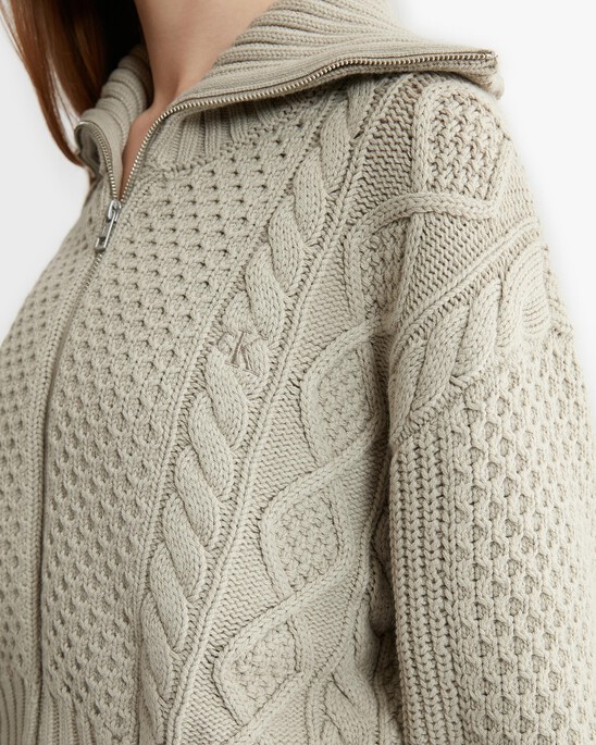 Varsity Cable Wool Blend Cardigan