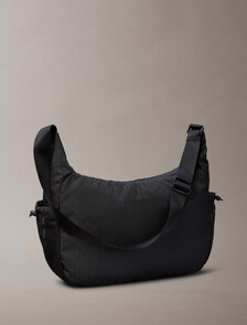 Water-Repellent Crossbody Duffle Bag, Black, hi-res