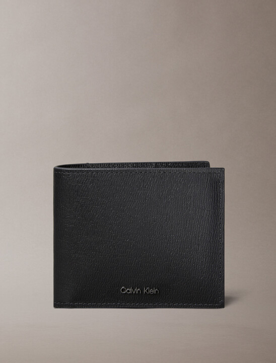 Saffiano Leather Bifold Wallet with Coin Pouch