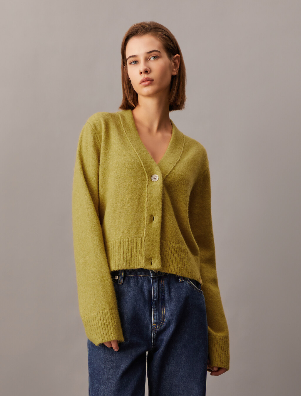 Plush Wool Blend Cardigan, Willow, hi-res