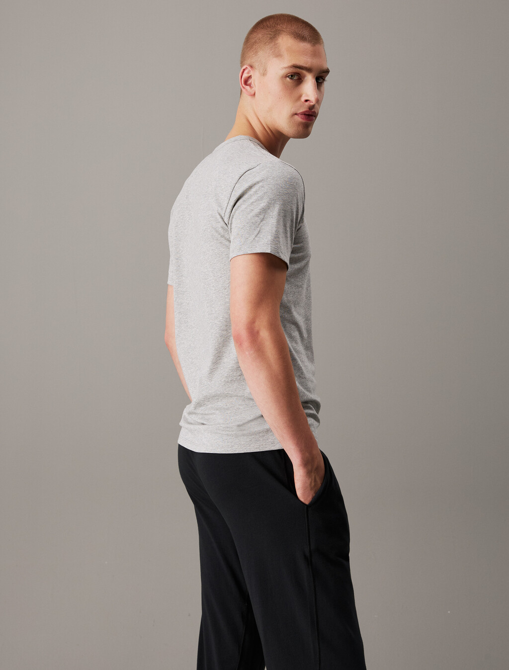 3 Pack Cotton Stretch Crewneck Tees, BLACK/GREY HEATHER/WHITE, hi-res