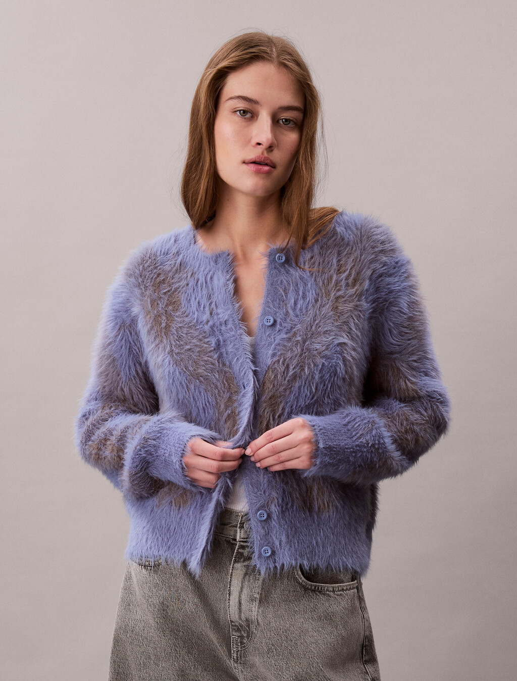 Soft Argyle Relaxed Cardigan, Dusty Sailor Blue, hi-res