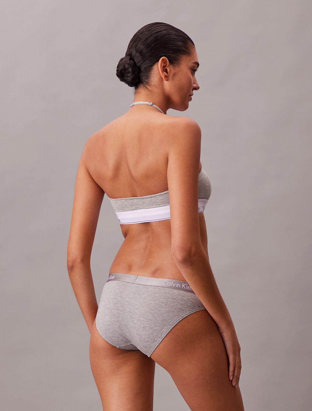 Lightly Lined Halter Bralette - Icon Cotton Modal, Grey Heather, hi-res