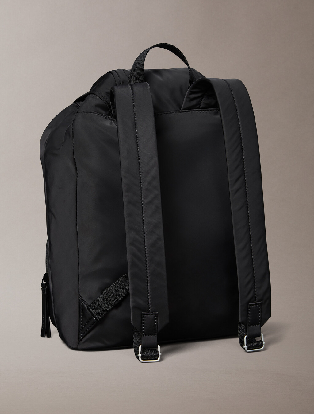 Soft Satin Nylon Flap Backpack, Black, hi-res