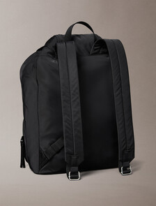 Soft Satin Nylon Flap Backpack, Black, hi-res