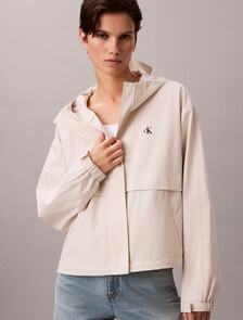 Relaxed Hooded Tech Jacket, Chalk, hi-res