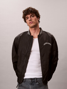 Varsity Logo Bomber Jacket, Black, hi-res