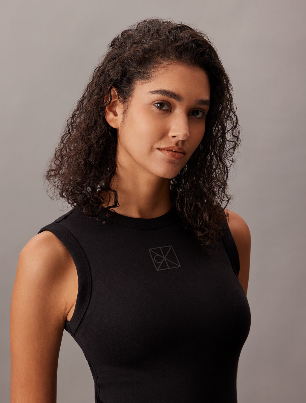 Ribbed Tank Top, Black, hi-res