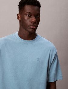 Calvin Logo Crew Neck Tee, Smoke Blue, hi-res