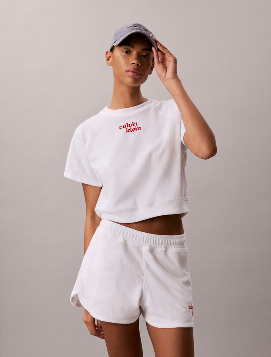 Towel Terry Cropped Short Sleeve Top
