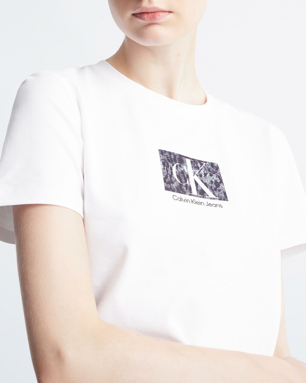 Monogram Box Print Organic Cotton Slim Tee, Bright White, hi-res
