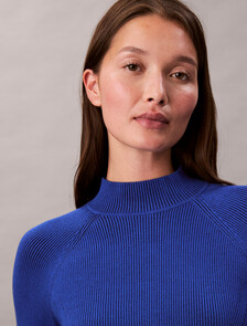 Tech Knit Ribbed Mock Neck Sweater, Cobalt Combo, hi-res
