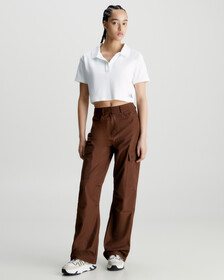 Relaxed Ribbed Polo Shirt, Bright White, hi-res