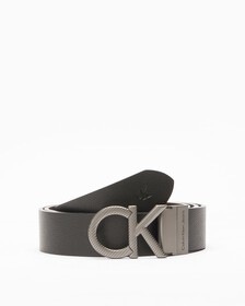 Reversible Textured CK Logo Belt 35mm, BLACK/BITTER BR, hi-res