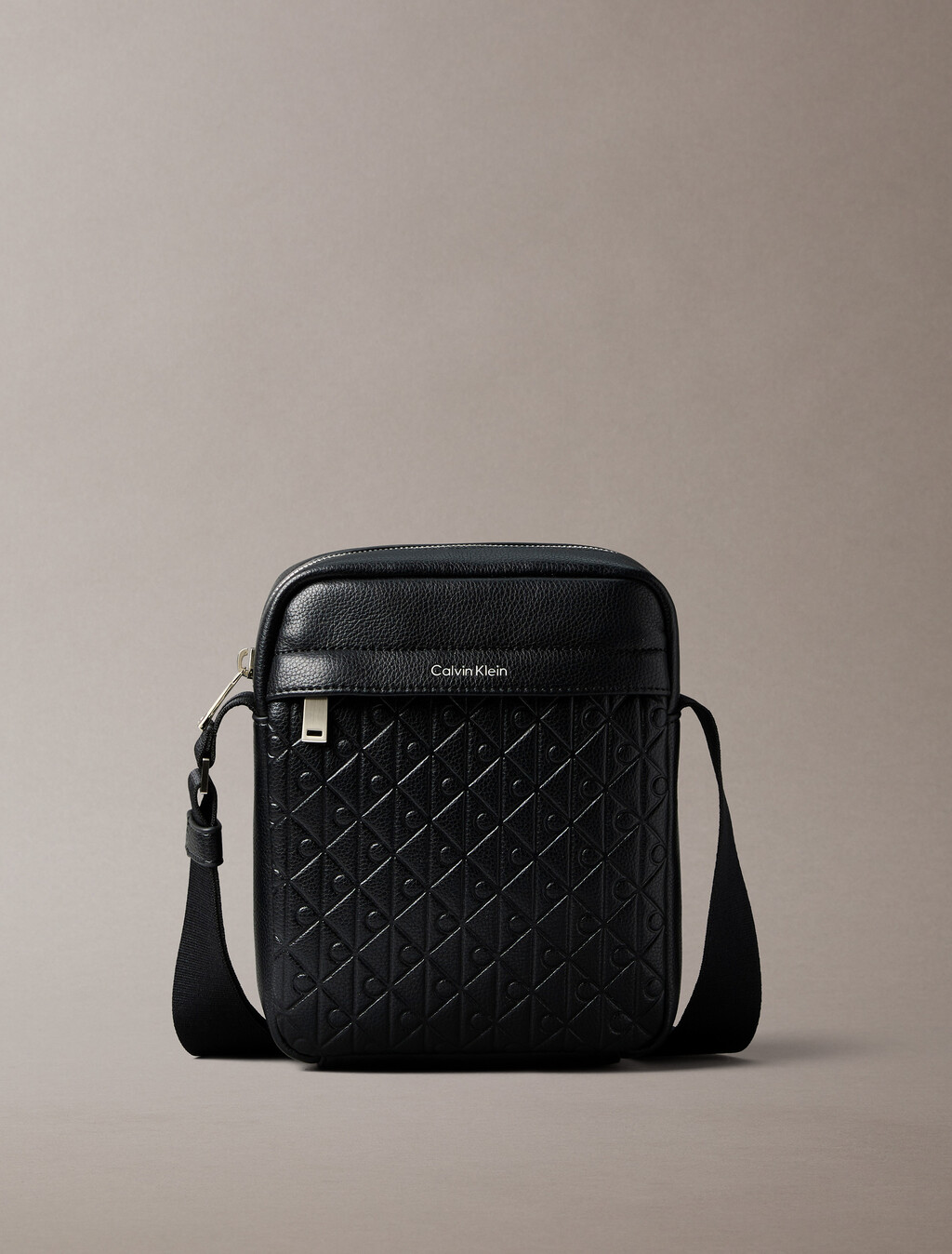 Embossed Allover Monogram Reporter Bag, Black, hi-res
