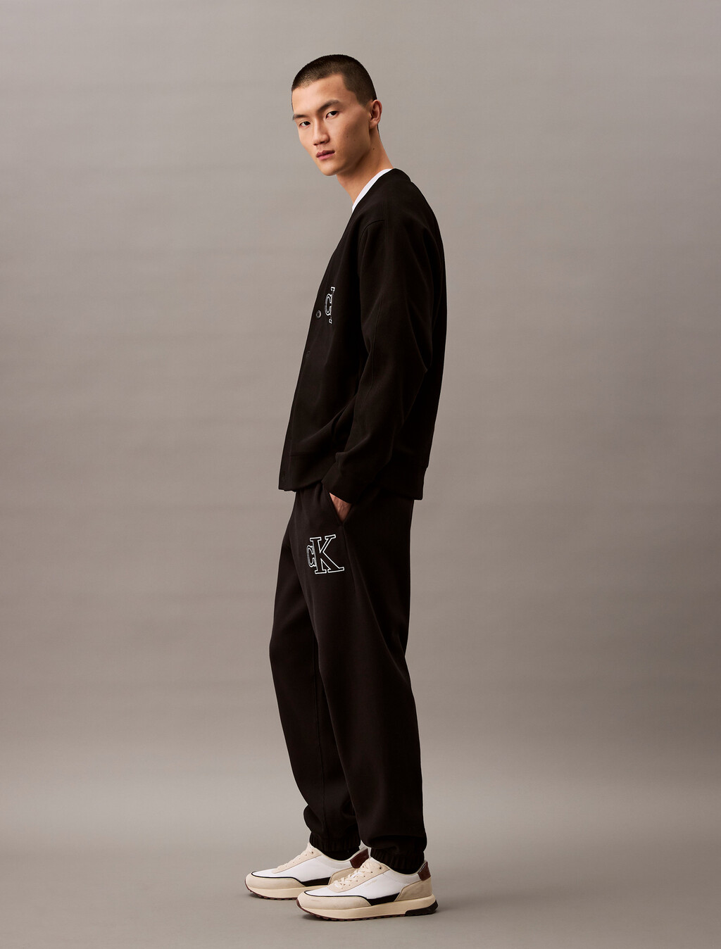 Rib Knit Logo Applique Jogger, Black, hi-res