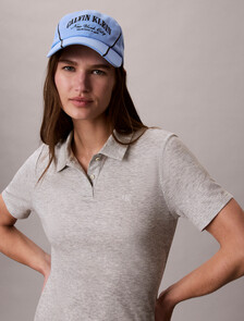 Cotton Lyocell Drape Polo Dress, B10 Grey Heather, hi-res