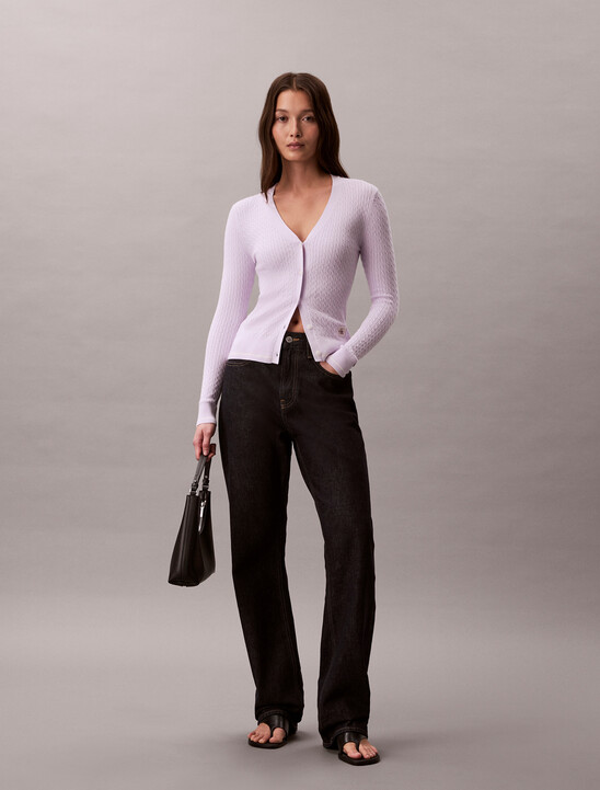 Slim Cable Knit Cardigan