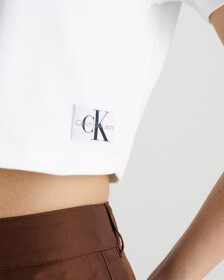 Relaxed Ribbed Polo Shirt, Bright White, hi-res