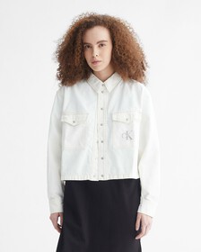 MODERN NEUTRALS CROPPED UTILITY SHIRT, Denim Light, hi-res