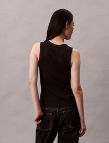 Monogram Rib Knit Tank Top, Black, hi-res