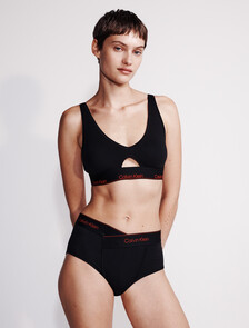 Icon Cotton Lightly Lined Triangle Bralette, Black, hi-res