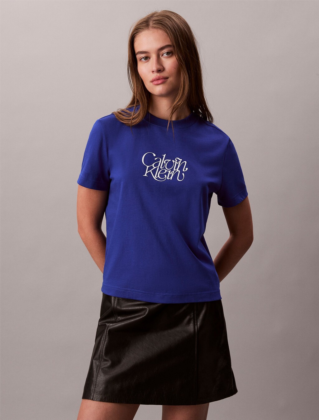 Script Logo Graphic Slim T-Shirt, Cobalt, hi-res