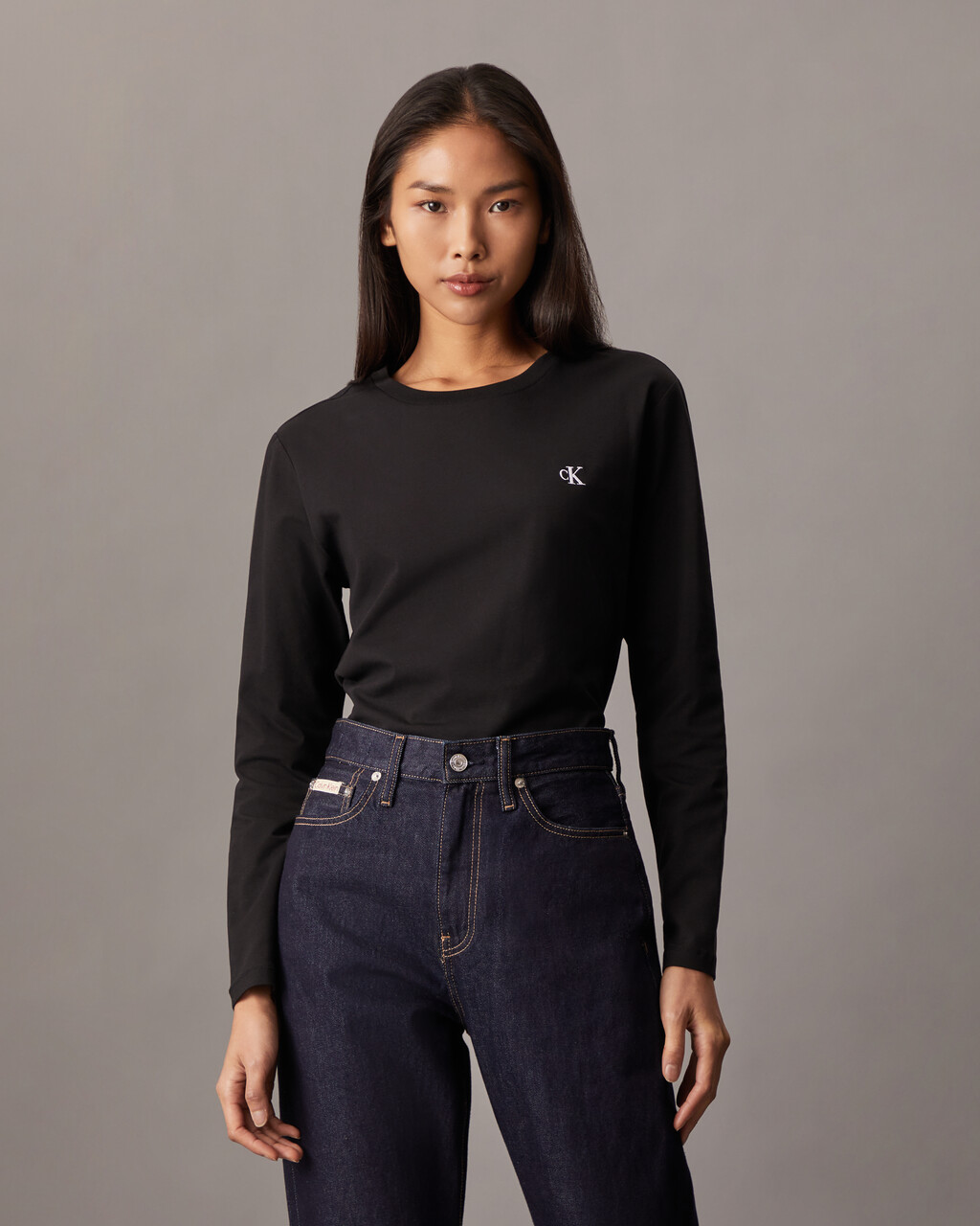 Monogram Long Sleeve Archive Tee black Calvin Klein Singapore