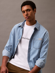 Calvin Logo Crew Neck Tee, Black, hi-res