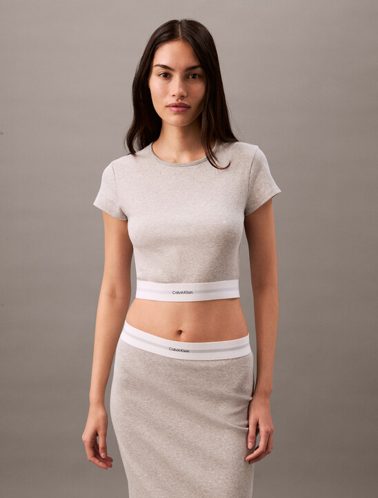 Rib Knit Cropped Tee
