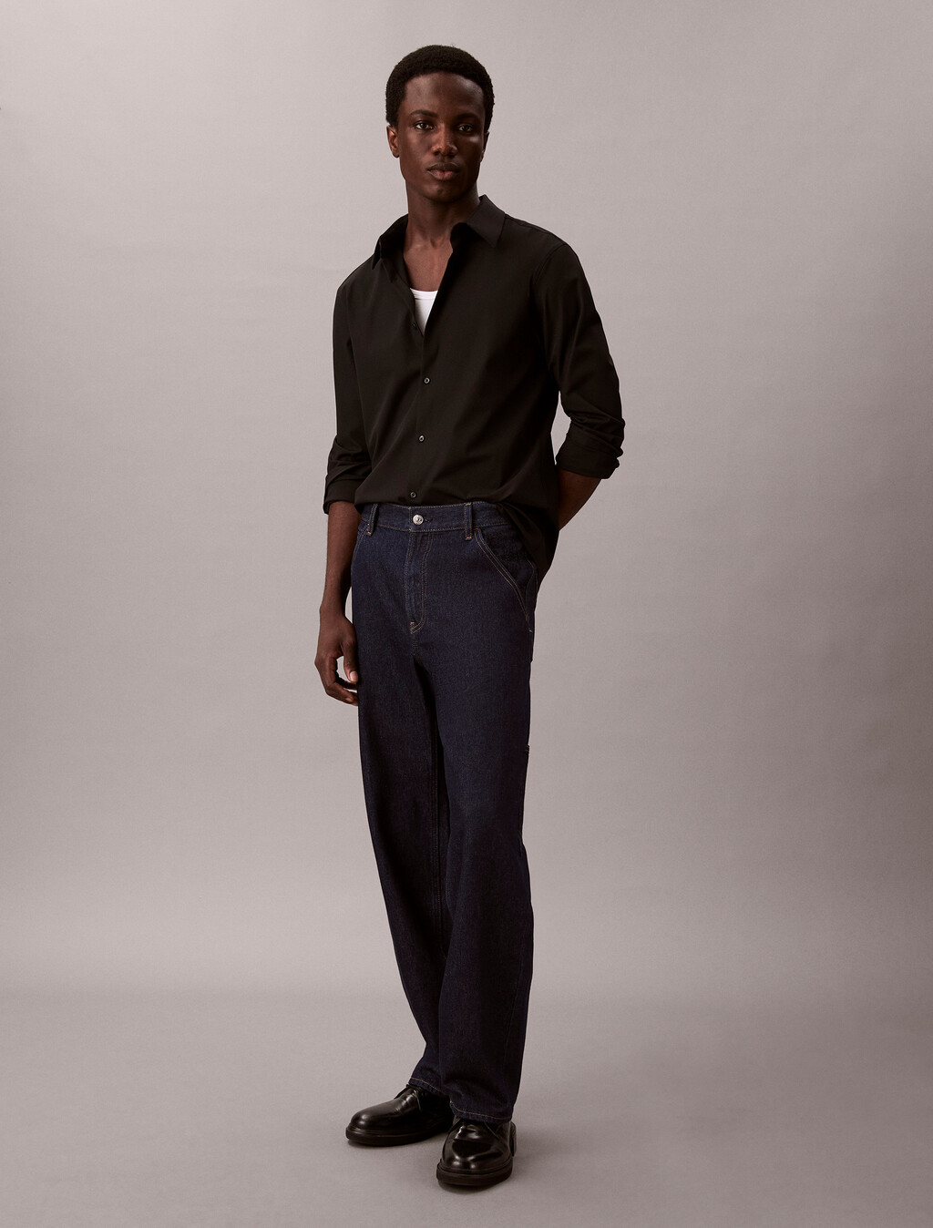 Tech Stretch Slim Shirt, Black, hi-res