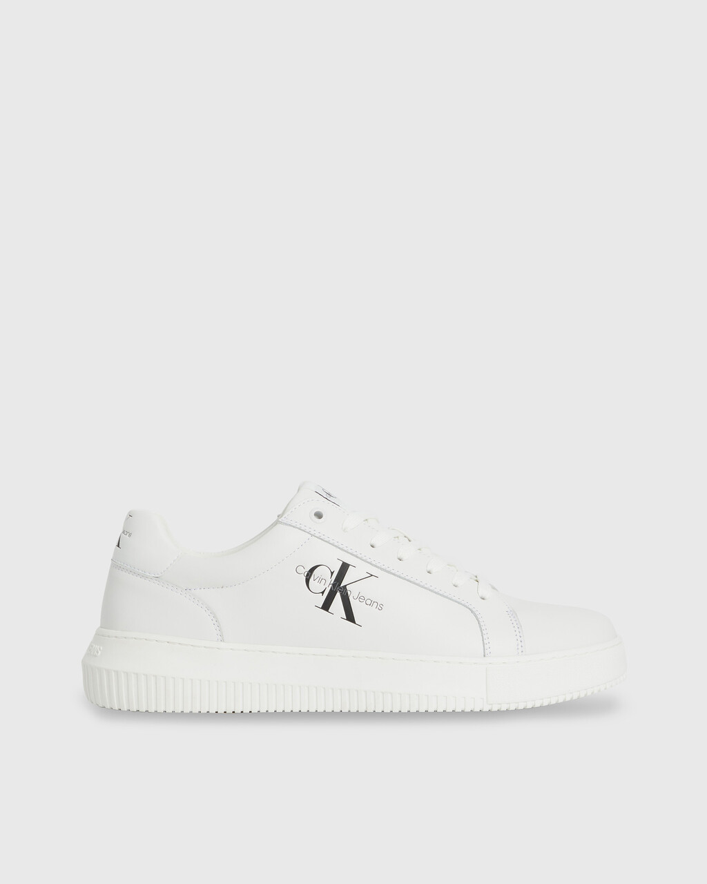 LEATHER TRAINERS, White/Black, hi-res