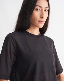 CK SPORT MESH RELAXED TEE, BLACK BEAUTY, hi-res