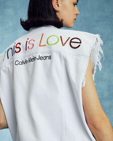 Pride Raw Edge Denim Vest, Bright White, hi-res