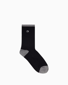Women's 1 Pack Rib Crew Socks, BLACK, hi-res