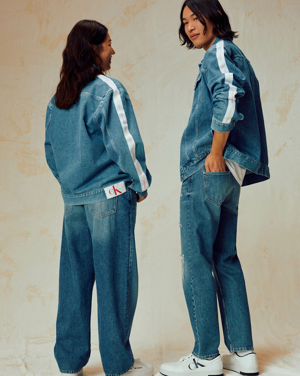 PRIDE LOGO TAPE DENIM TRUCKER JACKET, Denim Medium, hi-res