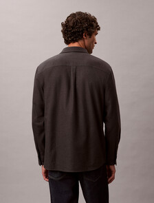 Melange Flannel Easy Button-Down Shirt, Black, hi-res