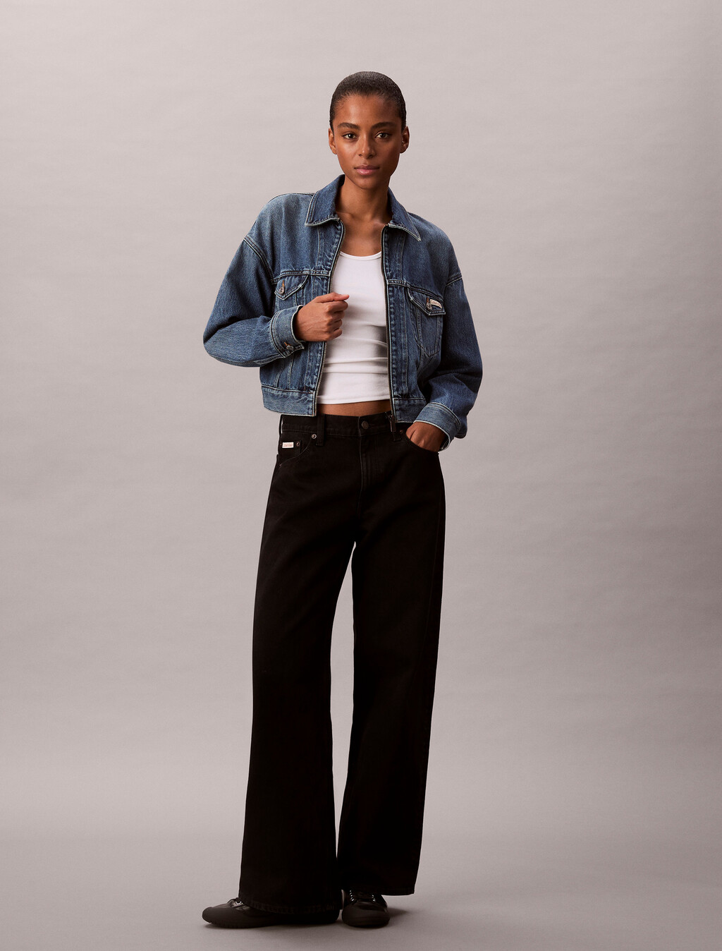 Cropped Zip Up Denim Jacket, COLD SPRINGS, hi-res