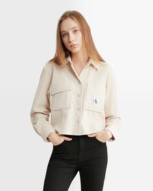 Naturals Corduroy Cropped Shirt, Putty Beige, hi-res