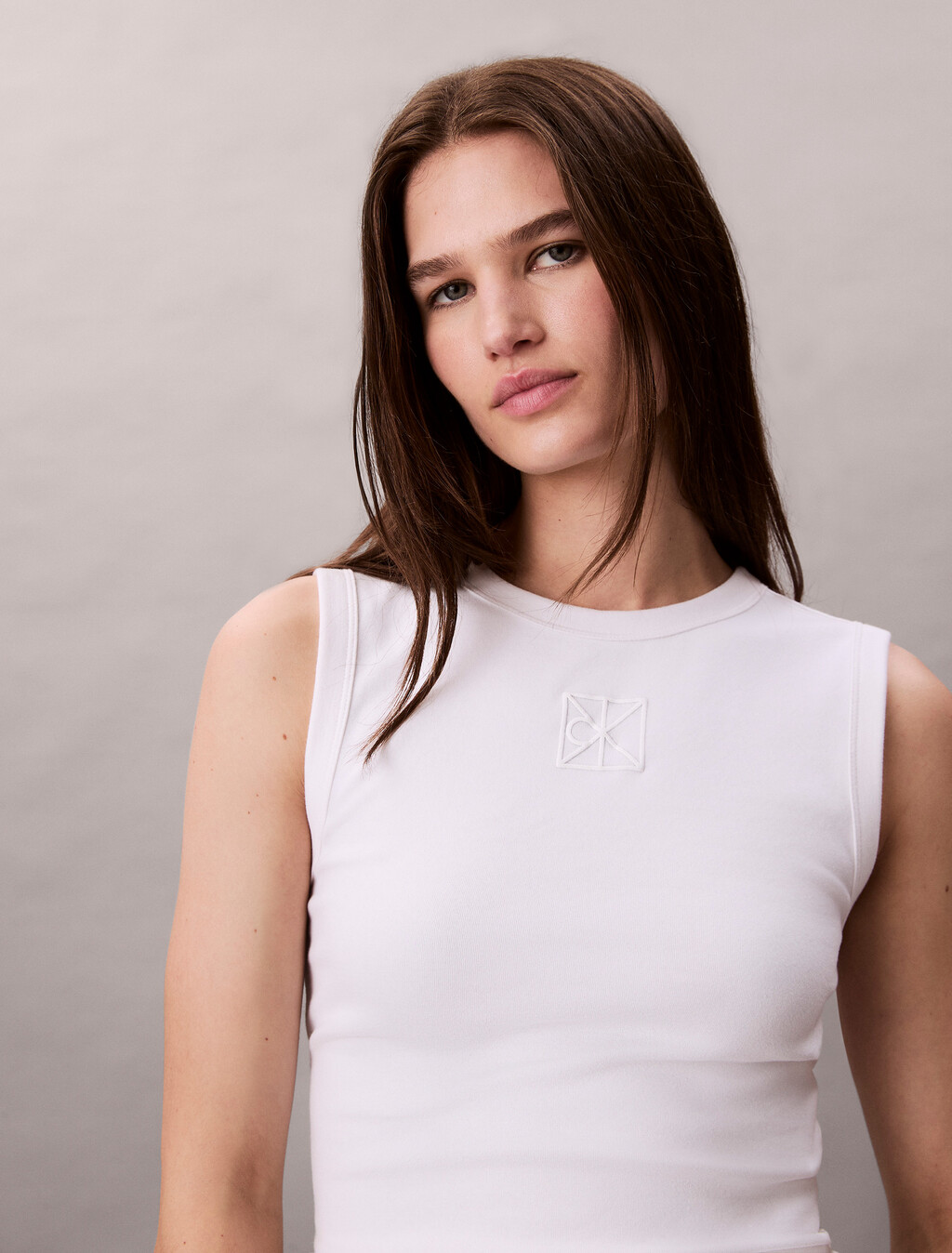 Ribbed Tank Top, Brilliant White, hi-res