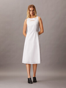 Feminine Woven Dress, Bright White, hi-res
