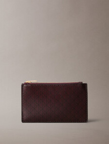 Monogram Logo Top Zip Card Holder, FUDGE AOP, hi-res